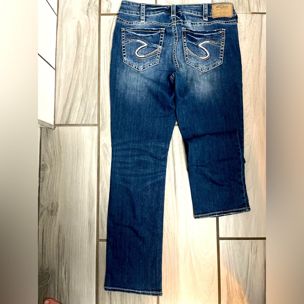 Silver crop jeans